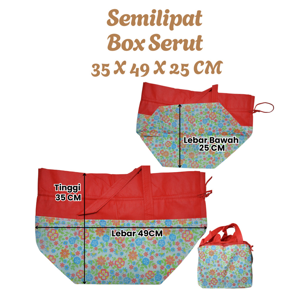 Tas Spunbond Box Jait ada serut motif Batik / Tas Hajatan Batik Elegant