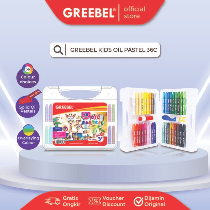 

GREEBEL Crayon Krayon KIDS OIL PASTEL 36 Warna (KOP 36C) / Krayon Oil Pastel / Mewarnai / Menggambar / Crayon Sekolah / Stationery - 36 warna