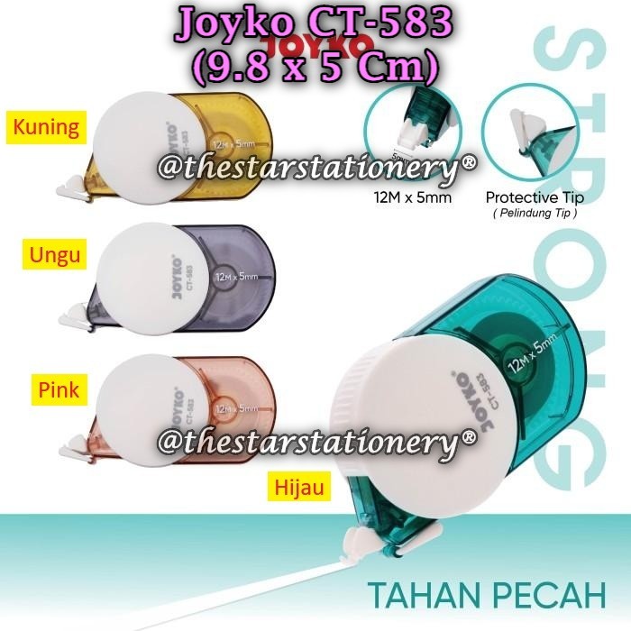

(1 Pak/12) GROSIR Correction Tape JOYKO CT-583 (12Mx5mm) / Pita Koreksi Joyko CT-583 (Pak/12)