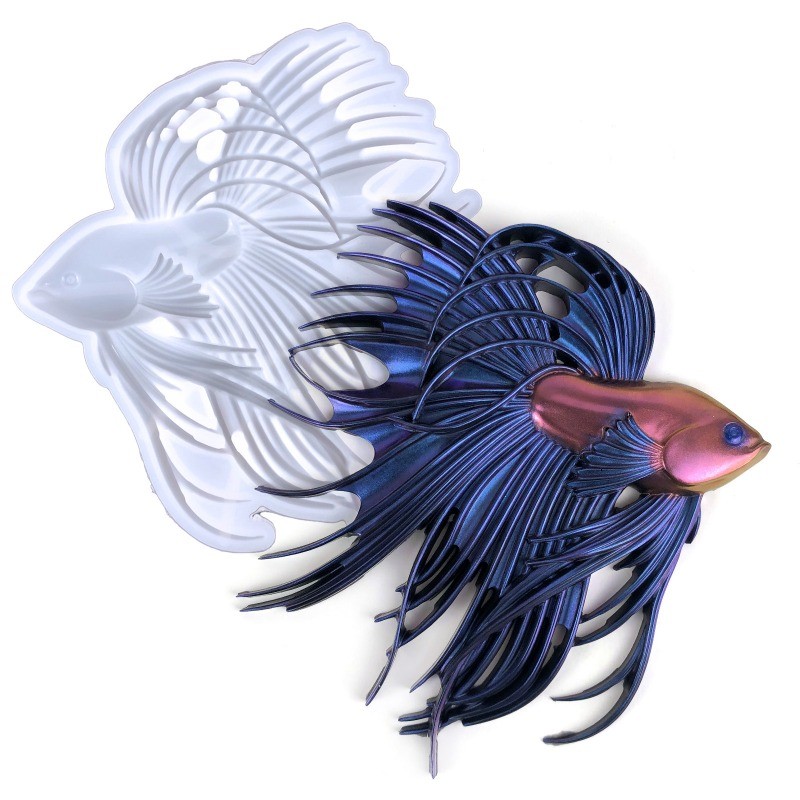 

Betta Fish Resin Molds Fish Animal Silicone Molds for Resin Casting DIY Craft Home Office Gypsum Cabinets Wall Desktop Decor