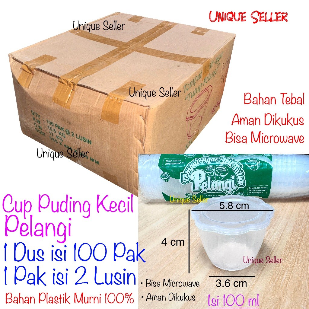 [1Dus] Cup Puding Pelangi Kecil Besar 100 ml 200 ml isi 50 Pak & 100 Pak / Cup Puding 100 ml Pelangi
