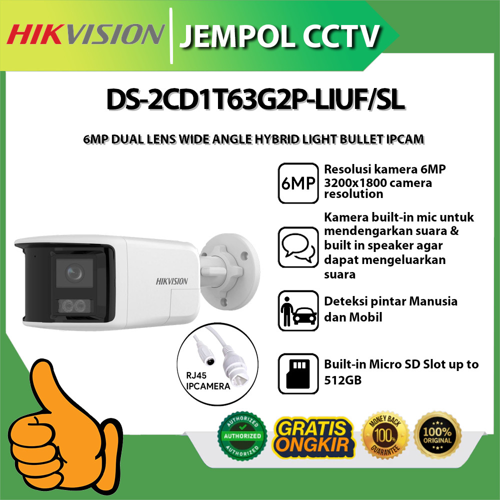HIKVISION DS-2CD1T63G2P-LIUF/SL 6MP DUAL LENS WIDE ANGLE HYBRID LIGHT BULLET IPCAM