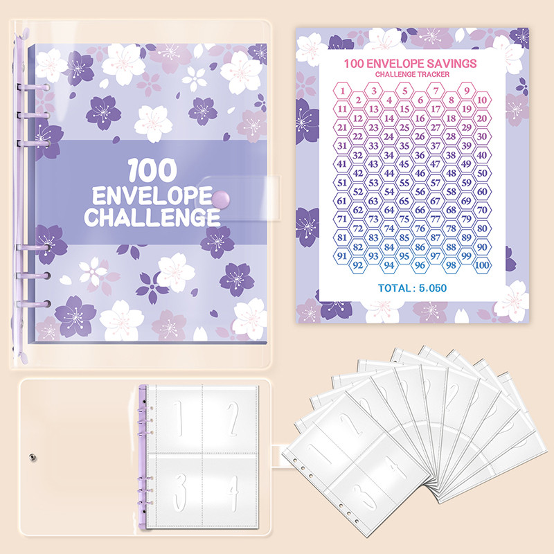 

Money Saving Challenge Binder 100 Envelope Sustainable Motivating Solution Challenging Loose-Leaf Binder Paper For Savings Goals