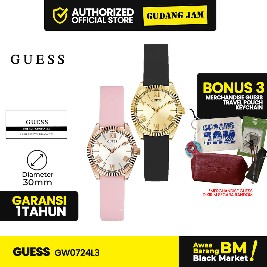 Guess Watch Wanita GW0724L Series GW0724L2 GW0724L3 Mini Luna Silicone Strap