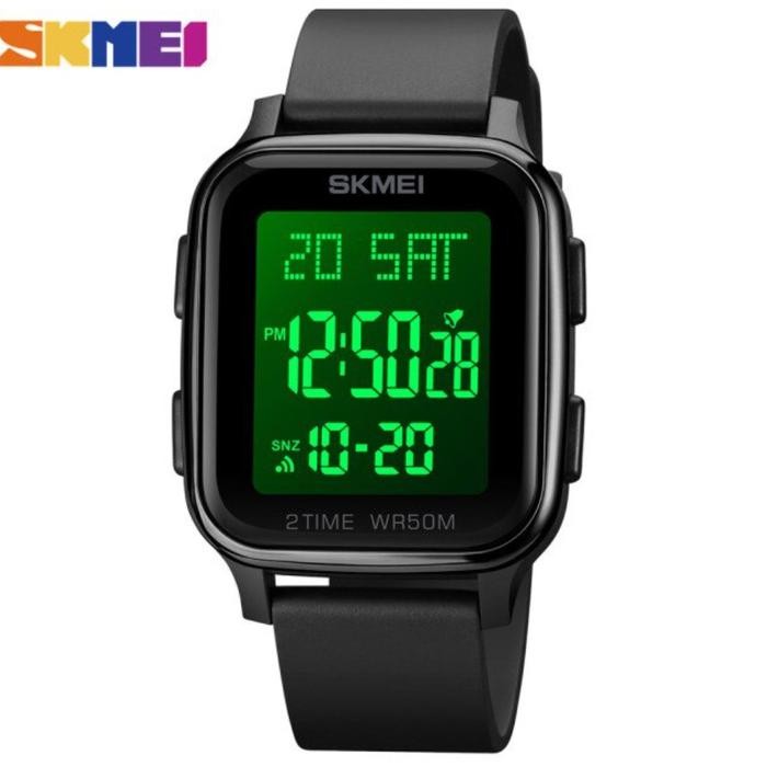 Jam Tangan Pria SKMEI Digital 1858 Men rubber Jam Tangan LED SKMEI Kaca Watches - Hitam