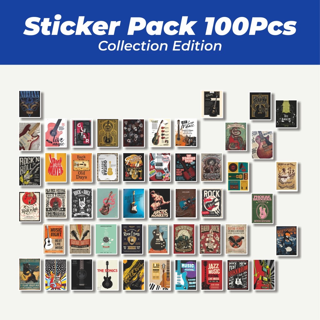 

Hot Stiker Poster Gitar Lucu Anti Air Stikers Berperekat Waterproof Sticker Decal Buat Motor Helm Buku Journal Koper Casing HP Laptop Botol Minum