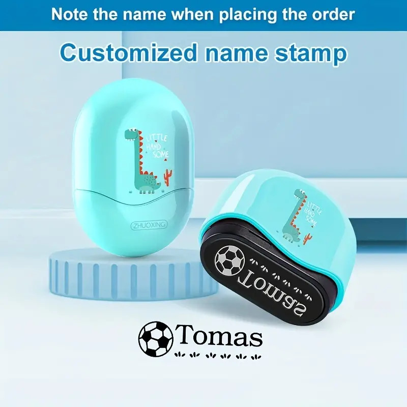 

Washable and Fade-Proof Personalized Blue Dinosaur Cartoon Name Stamp - A Fun and Unique Gift for Clothes
