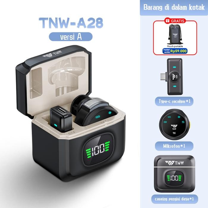 TNW A28 Wireless Microphone Magnetic Clip On Mic Lavalier Microphone HP Plug & Play Nirkabel Mikrofo