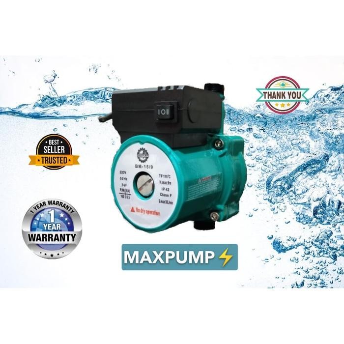 MAXPUMP BM-15/6 Pompa Booster 100 Watt Silent Pendorong Pompa Dorong Auto Water Heater Pompa Air Pom