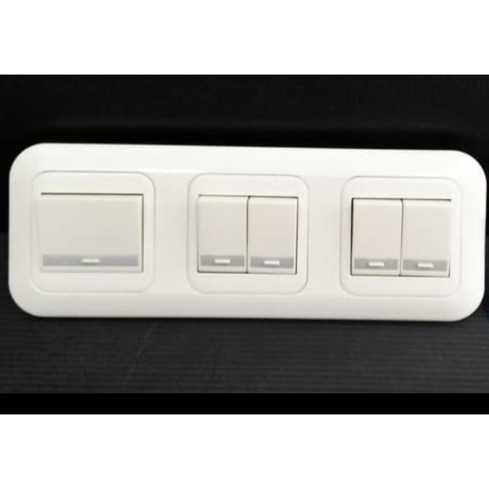 JAMIN MURAH Saklar Engkel Besar + Saklar Seri ( 4 Saklar kecil ) Panasonic 3 gang Tanam(BISA LANGSUN