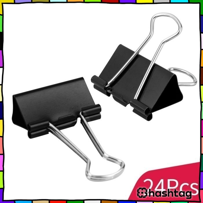 

#️⃣DELI046 Klip Binder / Binder Clip - Hitam&Black 24/Tube 32mm E8563A Y1685