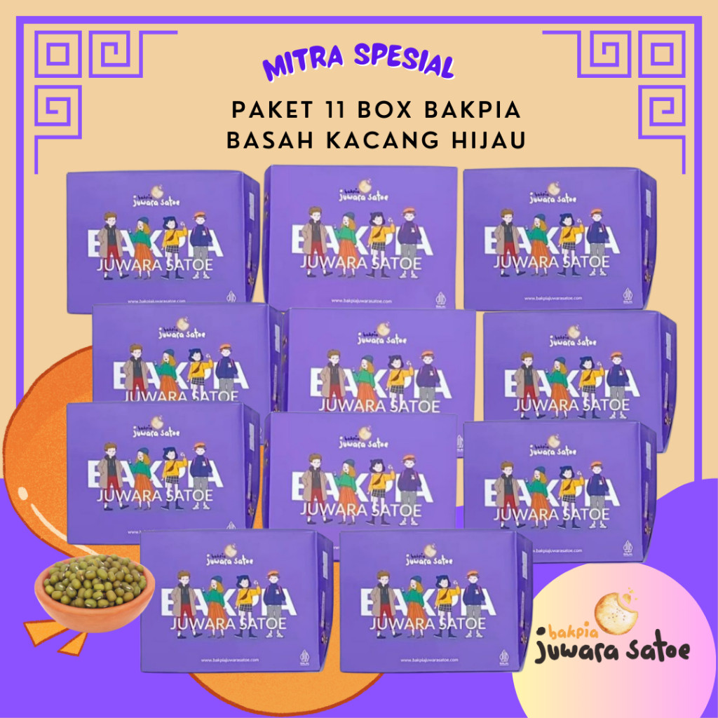 

Paket 11 Box Bakpia Basah Juwara Satoe - Oleh Oleh Khas Jogja