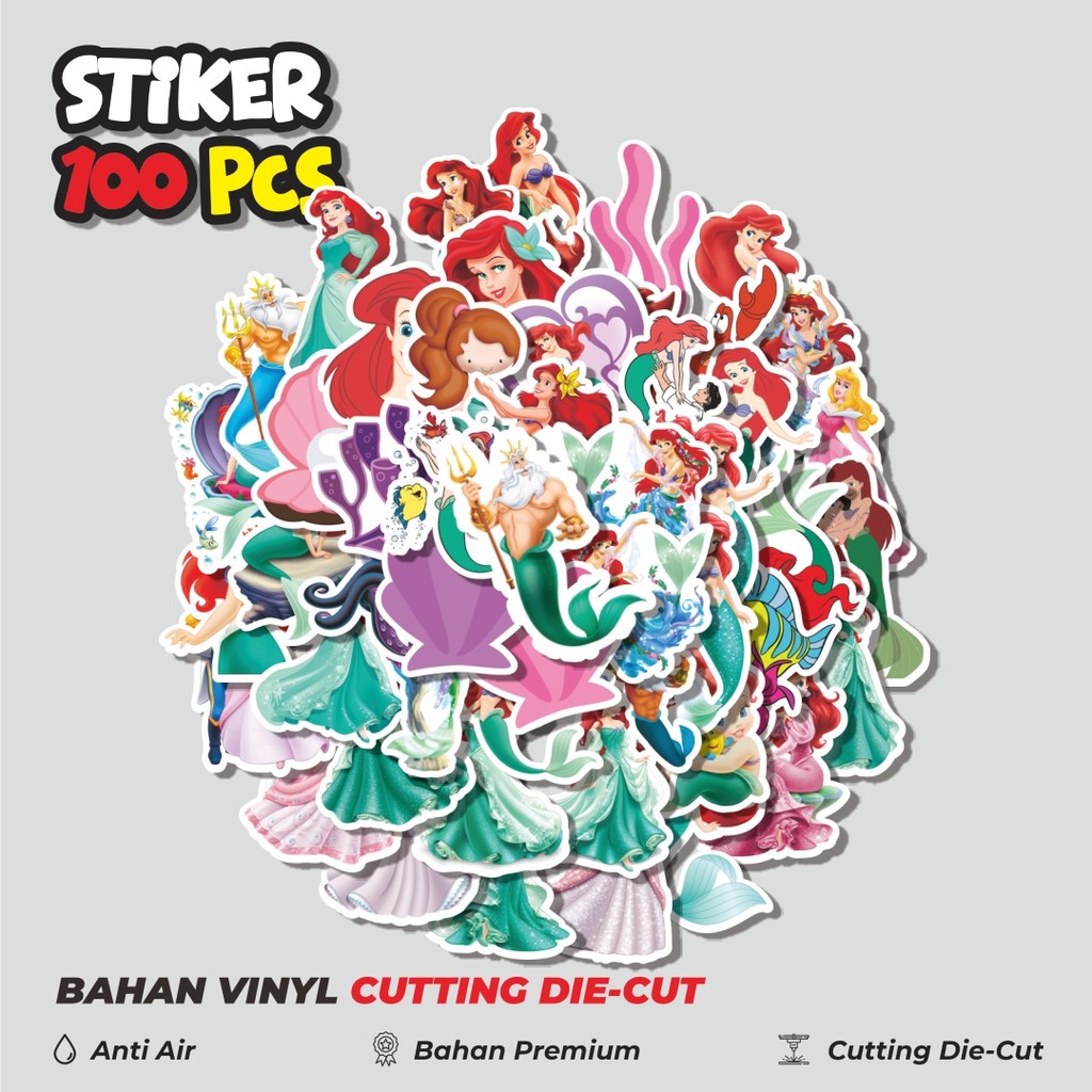 

Terbaru! 50 pcs Stiker Kartun The Little Mermaid [Putri Duyung Kecil Ariel] Dekorasi Lucu Kreatif untuk Notebook, Skateboard, HP