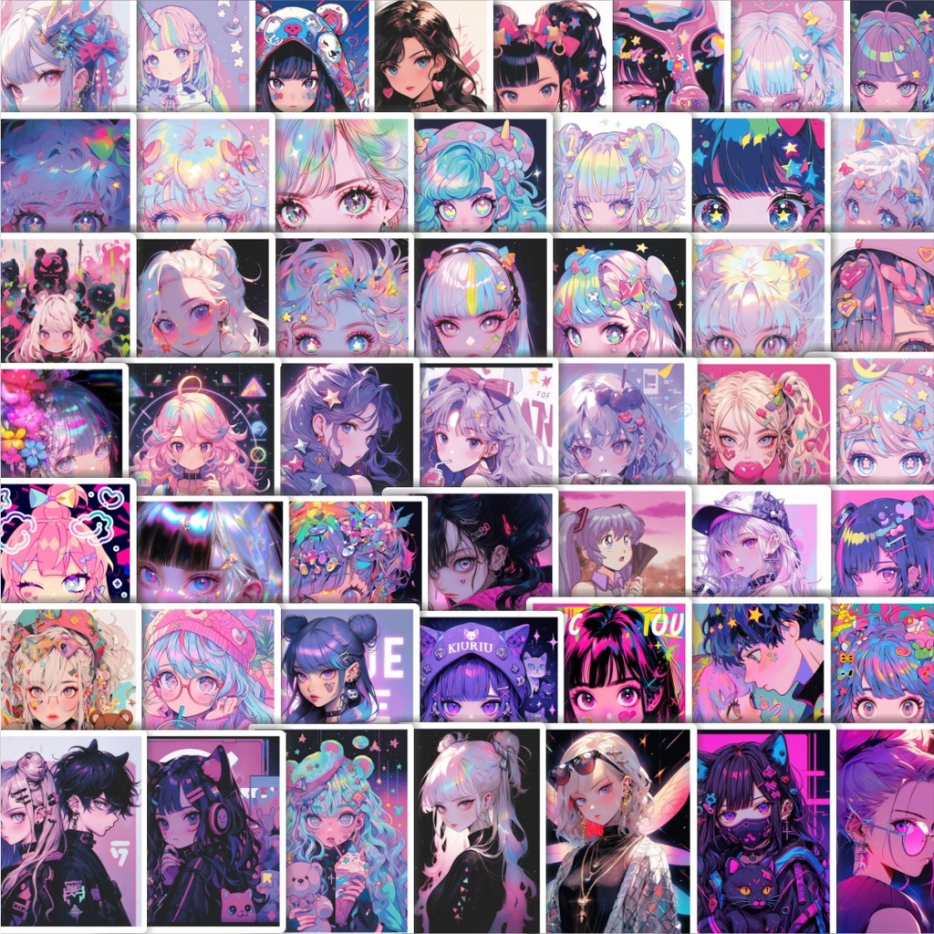 

Stiker Cutting Pack Stiker Poster Anime Purple/ Ungu Isi 100Pcs Series Aesthetic Lucu Keren Untuk Koper Bahan Vynil