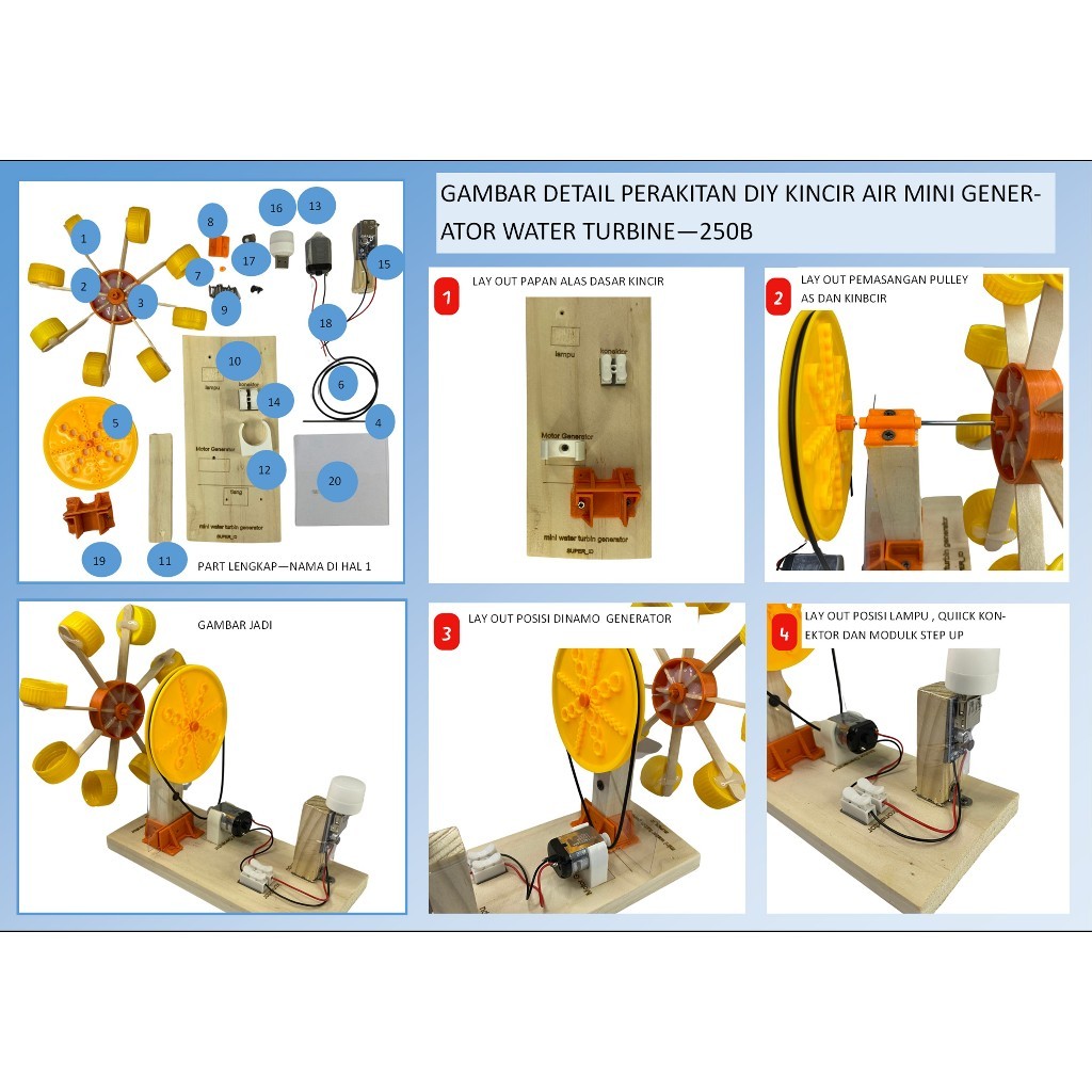 DIY KIT EDUKASI MINI WATER TURBINE FLOW GENERATOR TRUBINE GENERATOR TURBIN AIR KINCIR AIR Co