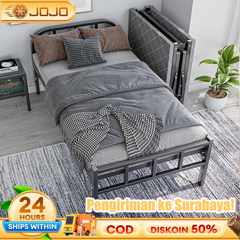 Tempat Tidur Lipat Ranjang Lipat Ranjang Besi Lipat Portable Ranjang Lipat Tidak diperlukan instalas