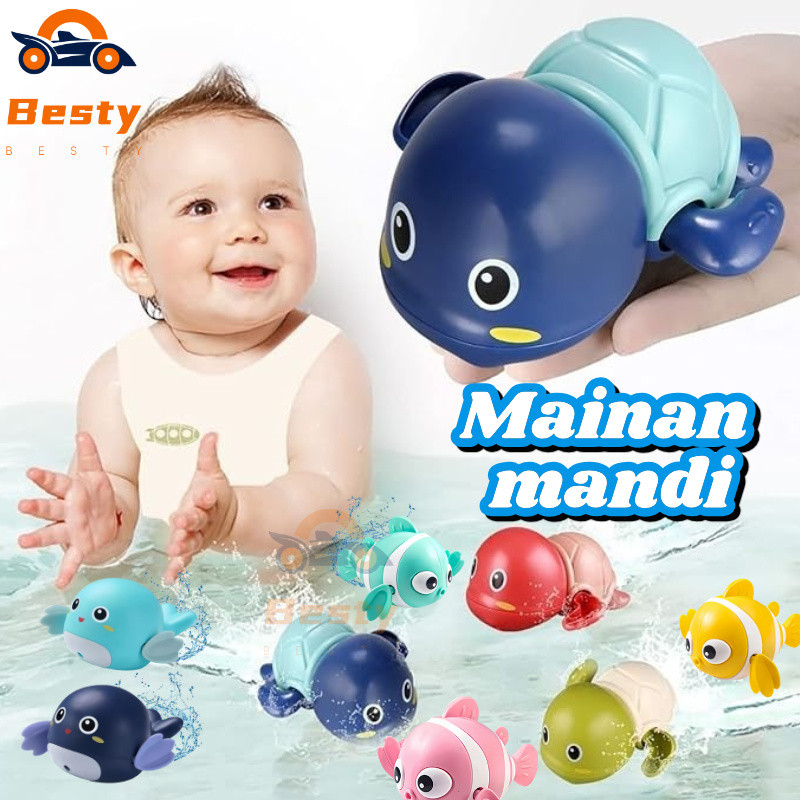 Besty Mainan Mandi Anak Berenang Kura-Kura Kecil Bermain Bak Mandi Air Berendam Mainan Air Balita