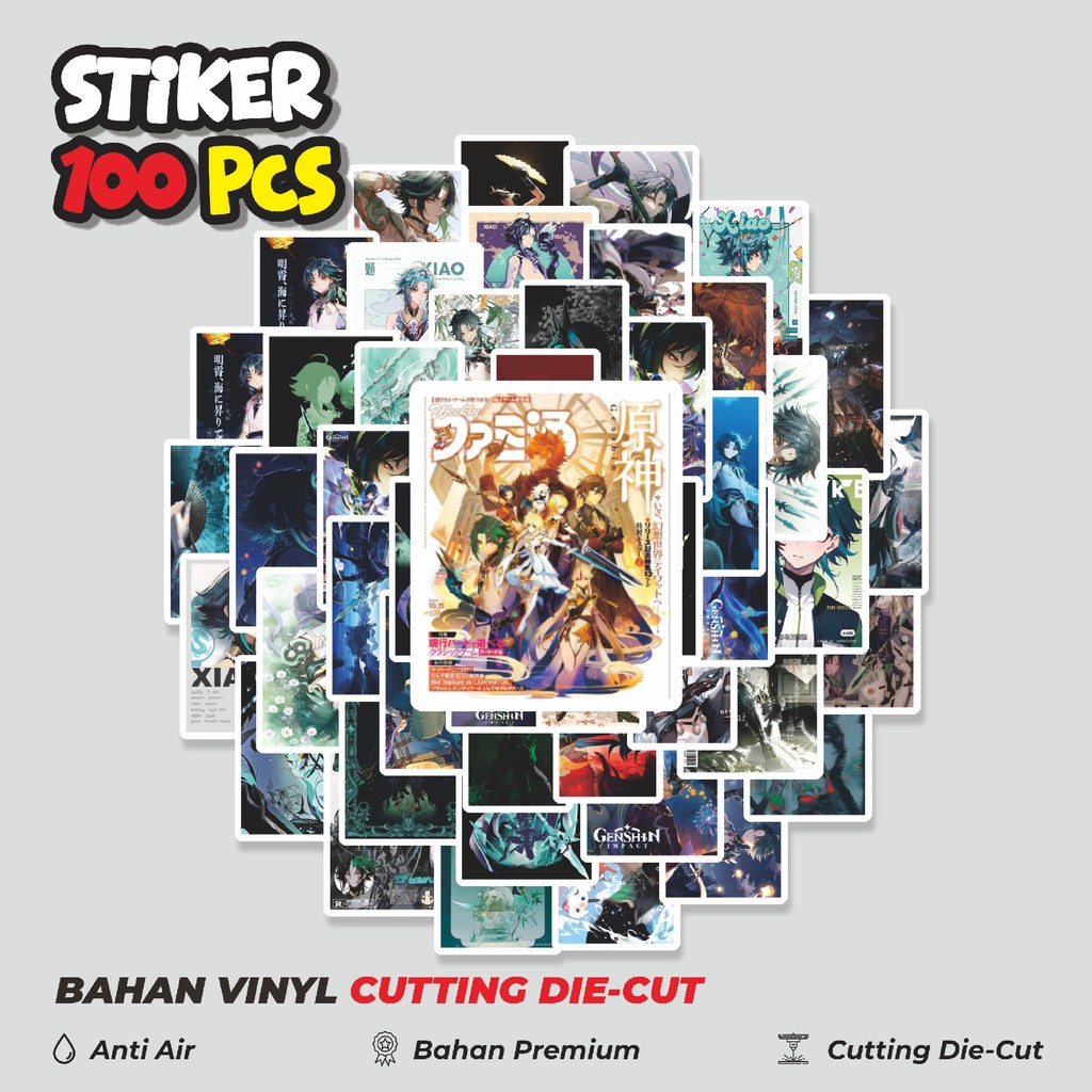 

Terbaru! 50 pcs Stiker Anime Genshin Impact XIAO Dekorasi Lucu Kreatif untuk Notebook, Skateboard, HP