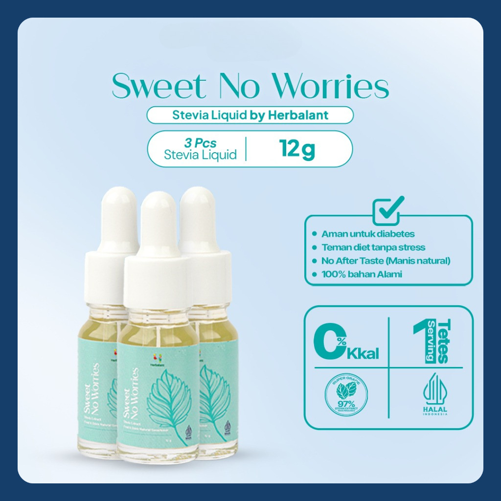 

PAKET HEMAT - 3 Herbalant Stevia 12 gr | Stevia Cair | Stevia Tetes | Gula diet | Gula stevia