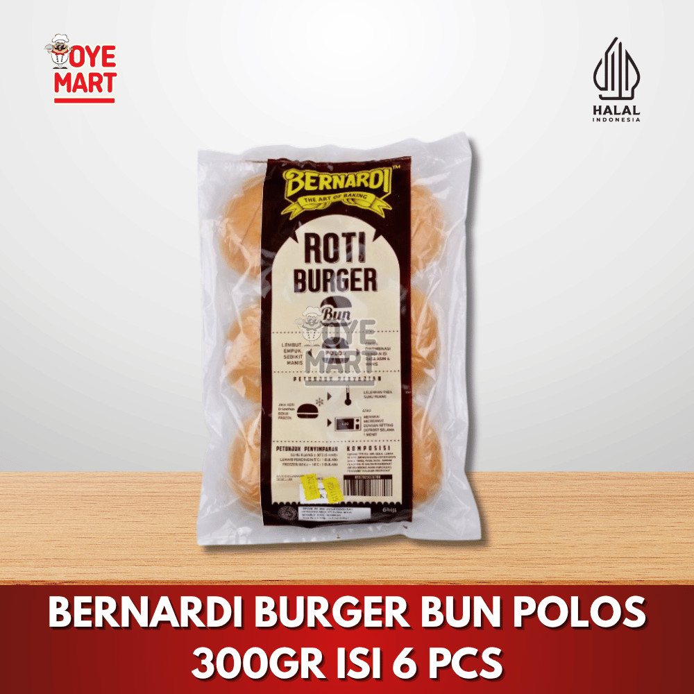 

BERNARDI POLOS BURGER BUN 300GR ISI 6 PCS /ROTI BURGER / ROTI BEKU