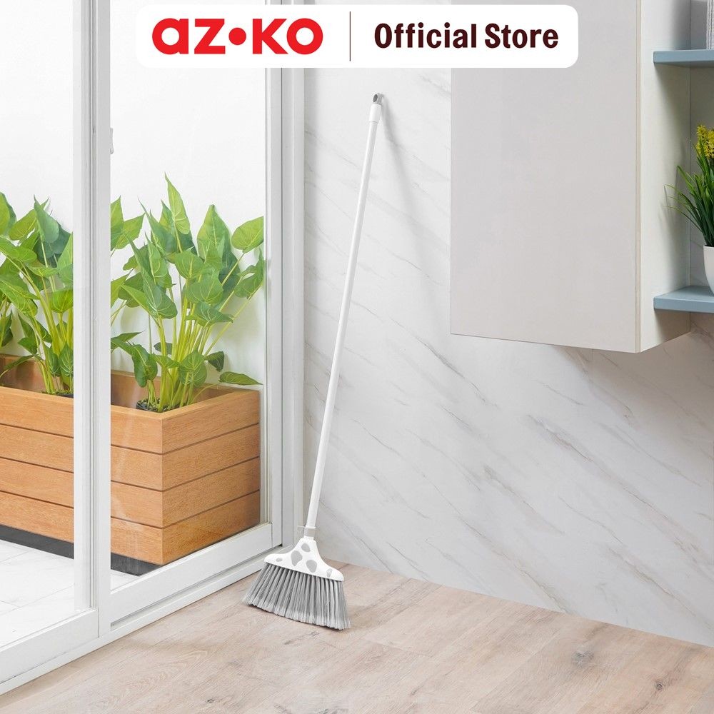 AZKO Proclean Set Sapu Motif Bunga 5529 - Putih/Abu-Abu Multifunctional Floor Broom Sapu Serbaguna A