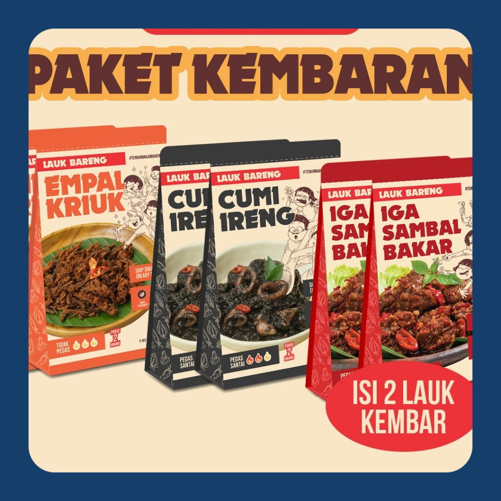 

Lahap Bareng - Paket Kembaran 2 Lauk | Makanan Instant Ready to Eat, Real Food, Praktis & Tanpa Pengawet | Cumi Iga Sambal Cumi Pedas
