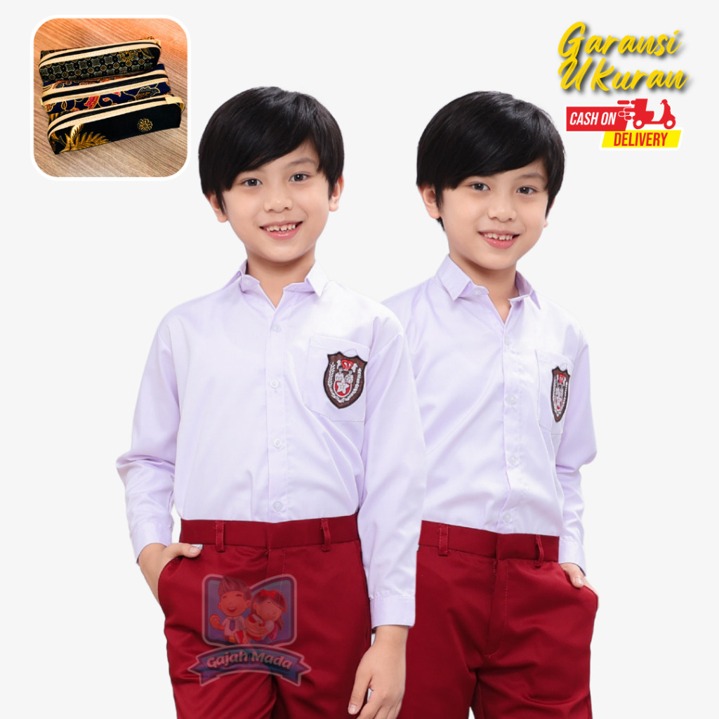 PRADIPTALARIS ID Baju Putih SD Premium Lengan Panjang Bahan Premium Oxford Putra Putri Cowok Cewek S