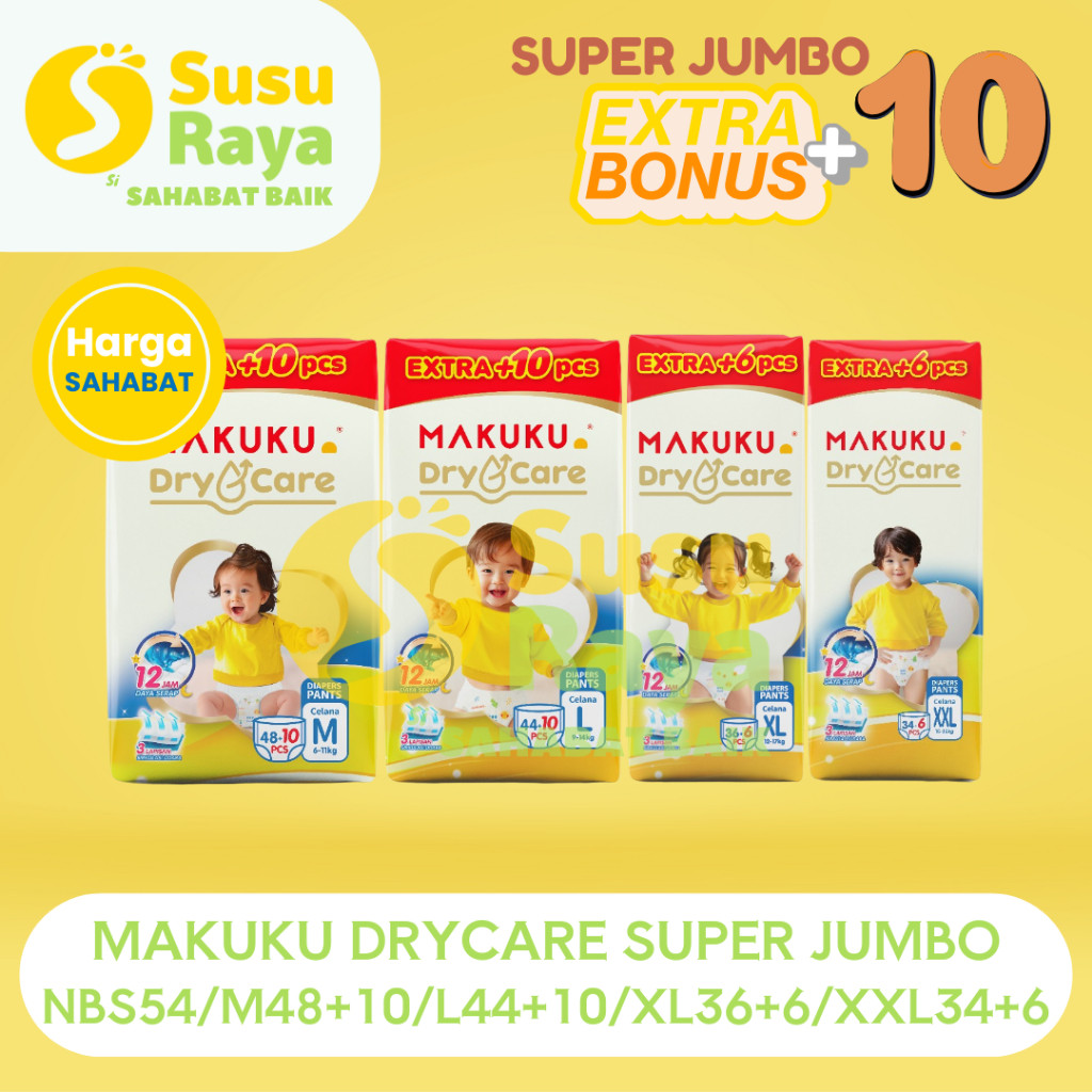 

MAKUKU Dry Care Jumbo NBS54/M48+10/L44+10/XL36+6/XXL34+6