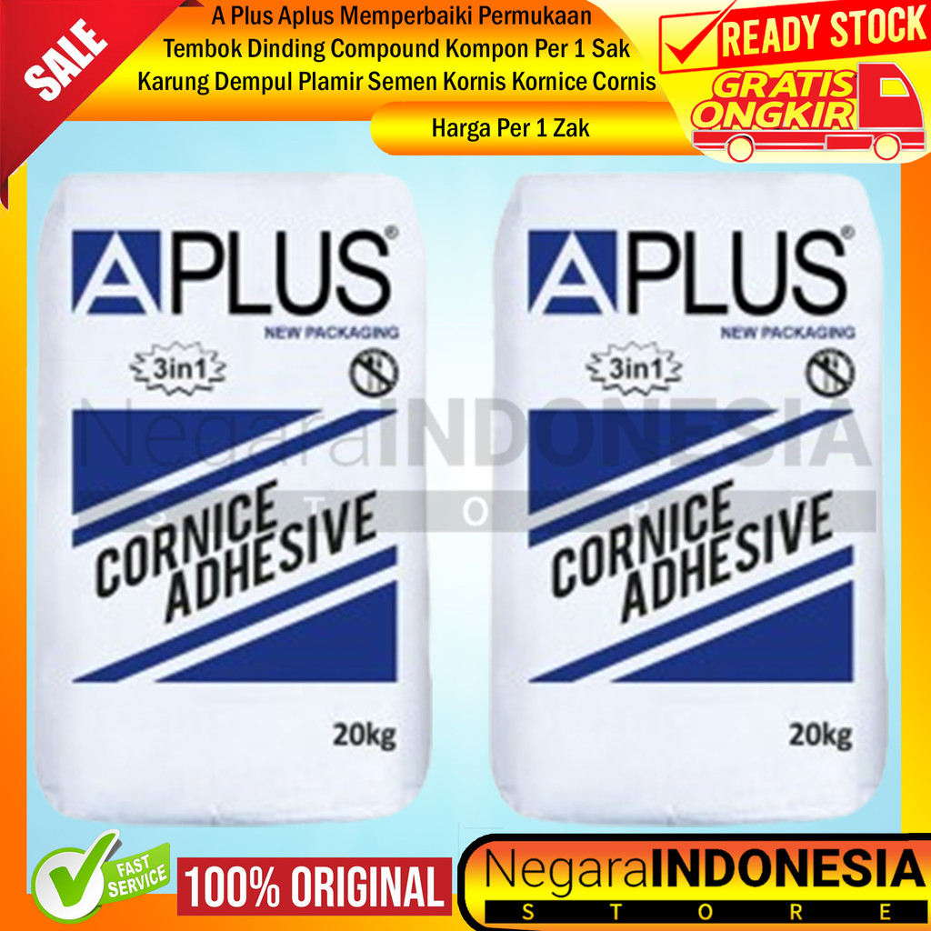 A Plus Gypsum Pelamir Compound Kompon APlus Zak 1 Sak 20 Kg Cornice Kiloan Dempul Plamir Kornis Korn