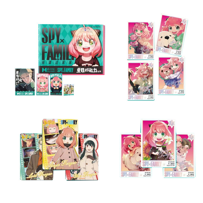 

Spy Family Collection Cards Muka Culture Summer Super Power Badge Double Role Postcard Booster Rainbow Gifts Playing Cards