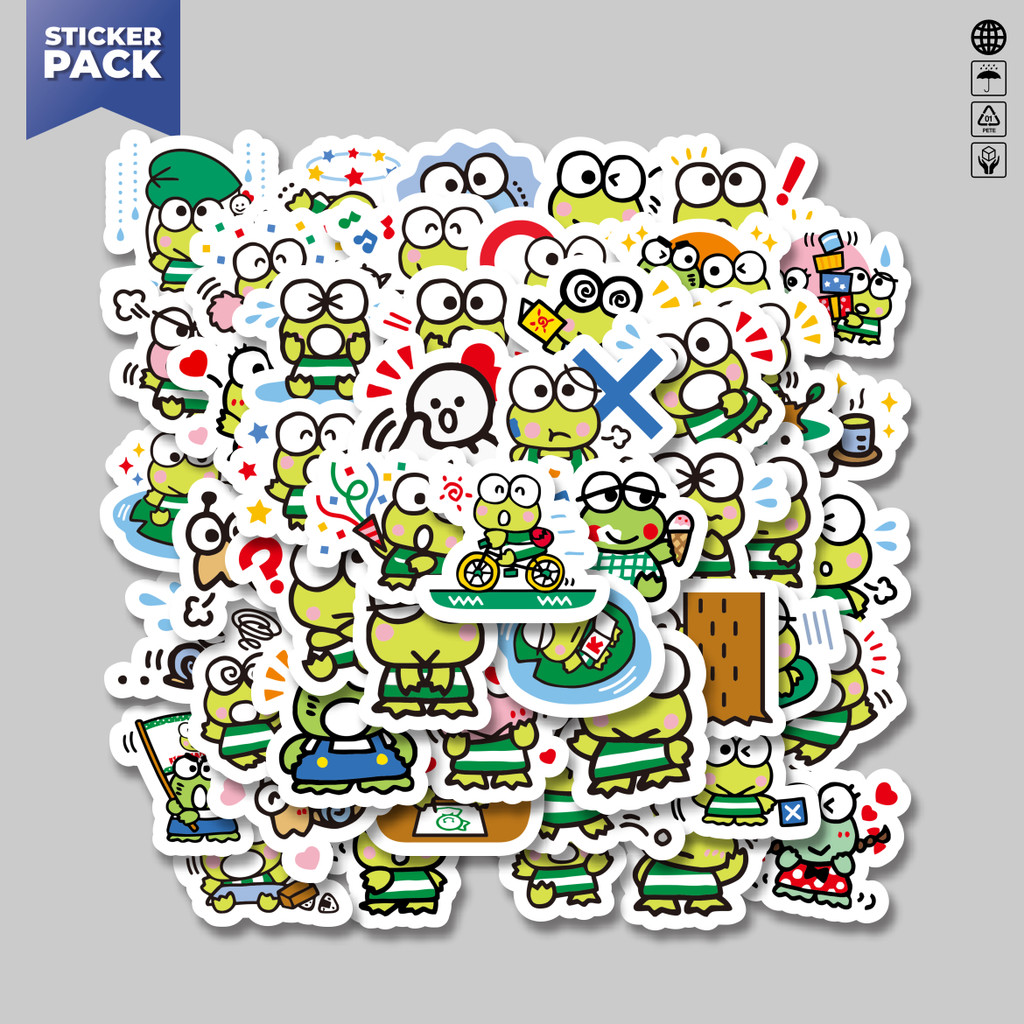 

[100PCS]Stiker Pack Stiker Kartun Keroppi Versi 1 Aesthetic Vinyl Anti Air Dekorasi Sticker Laptop Buku Journal Koper Helm Casing HP Gitar Helm Skateboard
