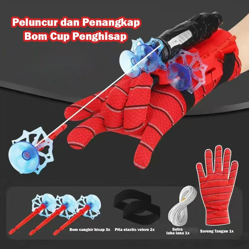 KIDDAILY Sarung Tangan Spider Man Mainan Anak Sarung Tangan Mainan Pistol Sarung Tangan Mainan