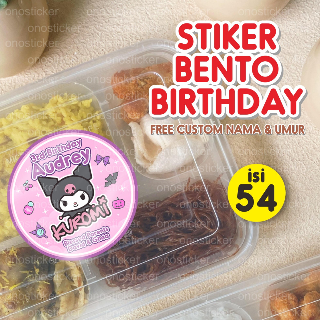 

stiker bento birthday - stiker ulang tahun anak free custom nama