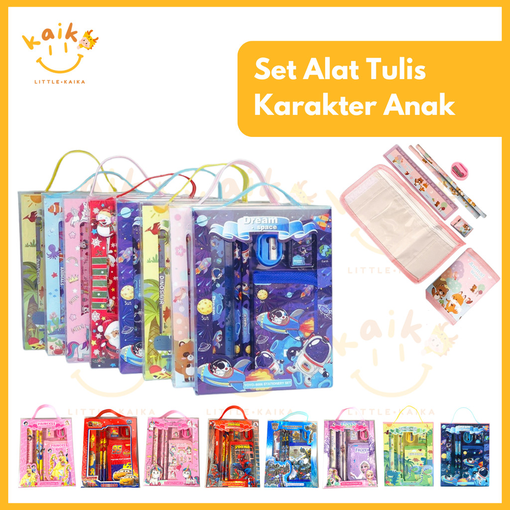 

LITTLE KAIKA | AT04 03 Stationary Set Kotak Pensil Anak Set Stationery Alat Tulis Kotak Pensil Karakter