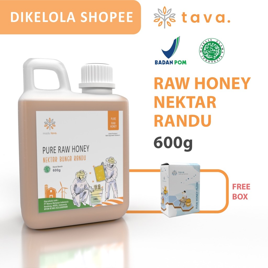 

Madu Asli Murni 600gr Tava Grade A Nektar Randu 100% Alami Pure Natural Raw Honey