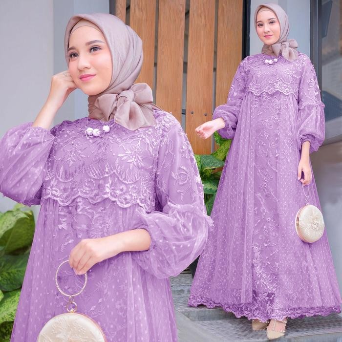 Masita Dress Kebaya Jumbo wanita Muslim model gamis maxi kekinian - MAROON, XL