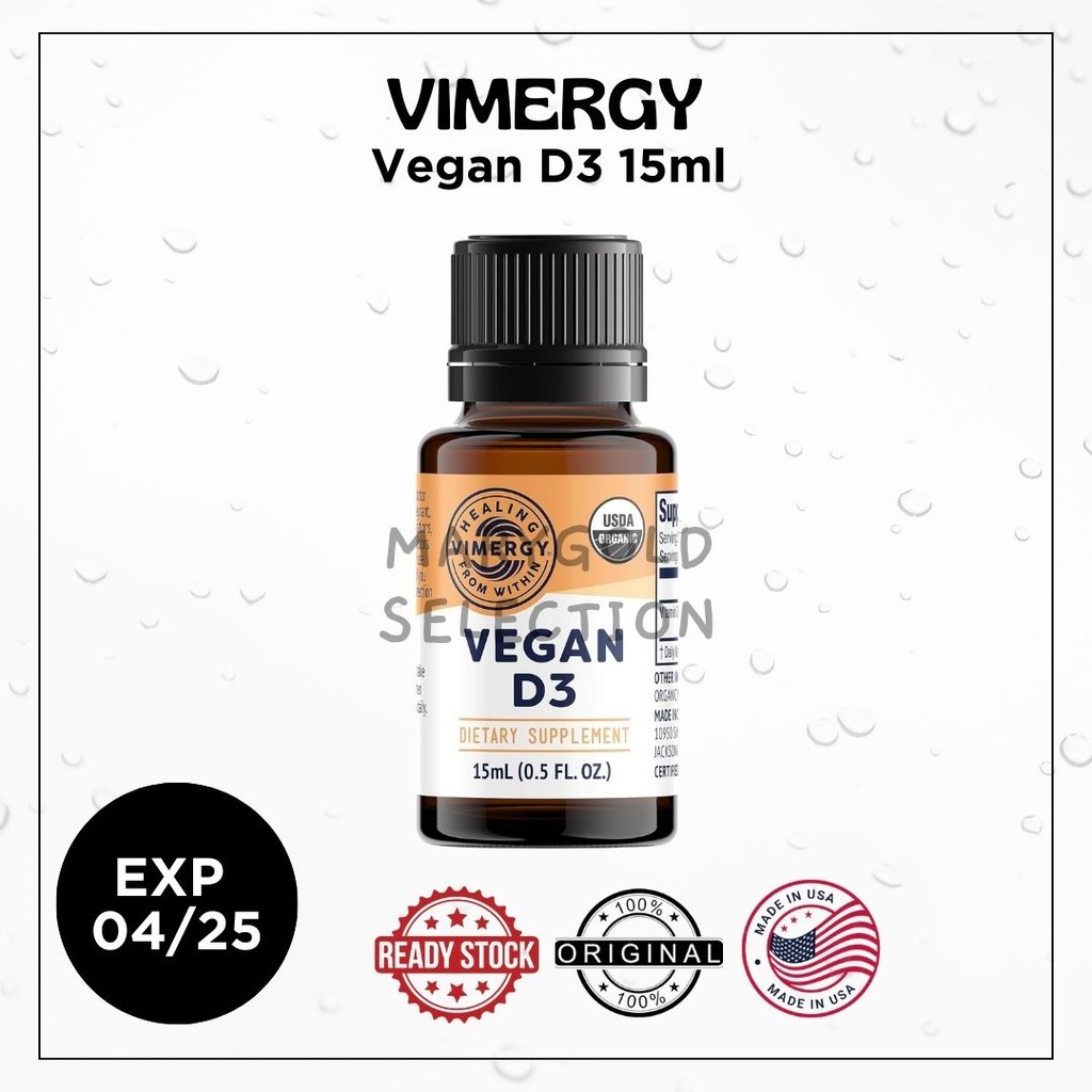 Vimergy Organic Vegan D3 1000mg 25mcg bone health immune 1000 mg cair 25 mcg liquid