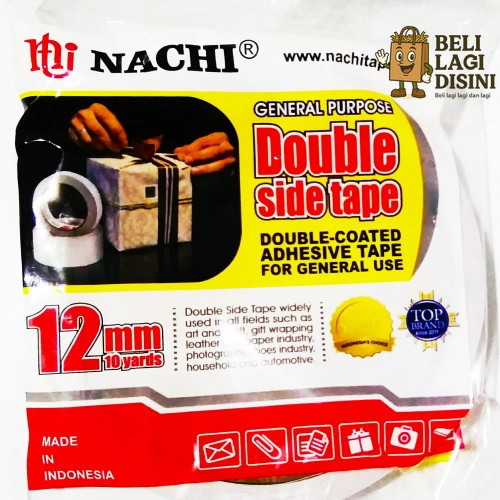 

DOUBLE TAPE NACHI 12MM x 10 YARD (005261) / SOLASI ISOLASI BOLAK BALIK 1/2 INCH LAKBAN SELOTIP