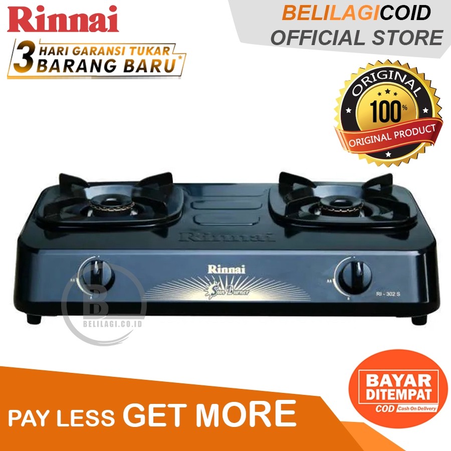 Rinnai Kompor Gas 2 Tungku RI 302 S / Kompor Rinnai 2 Tungku RI-302S / Kompor Gas Rinnai ORIGINAL RI