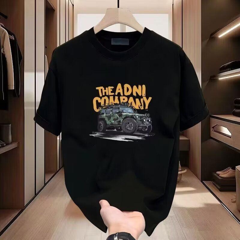 T-shirt Katun Lengan Pendek Pria Pakaian Luar Ruangan Motif Kartun Trendi Longgar dan Serba Guna Ata