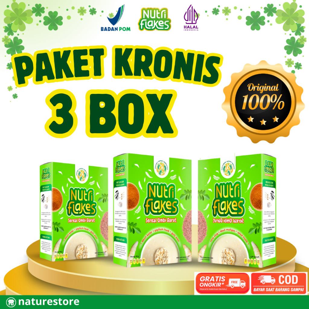 

Paket 3 Box Nutriflakes Sereal Diet & Suplemen Sehat – Atasi Asam Lambung, GERD, dan Penuhi Nutrisi