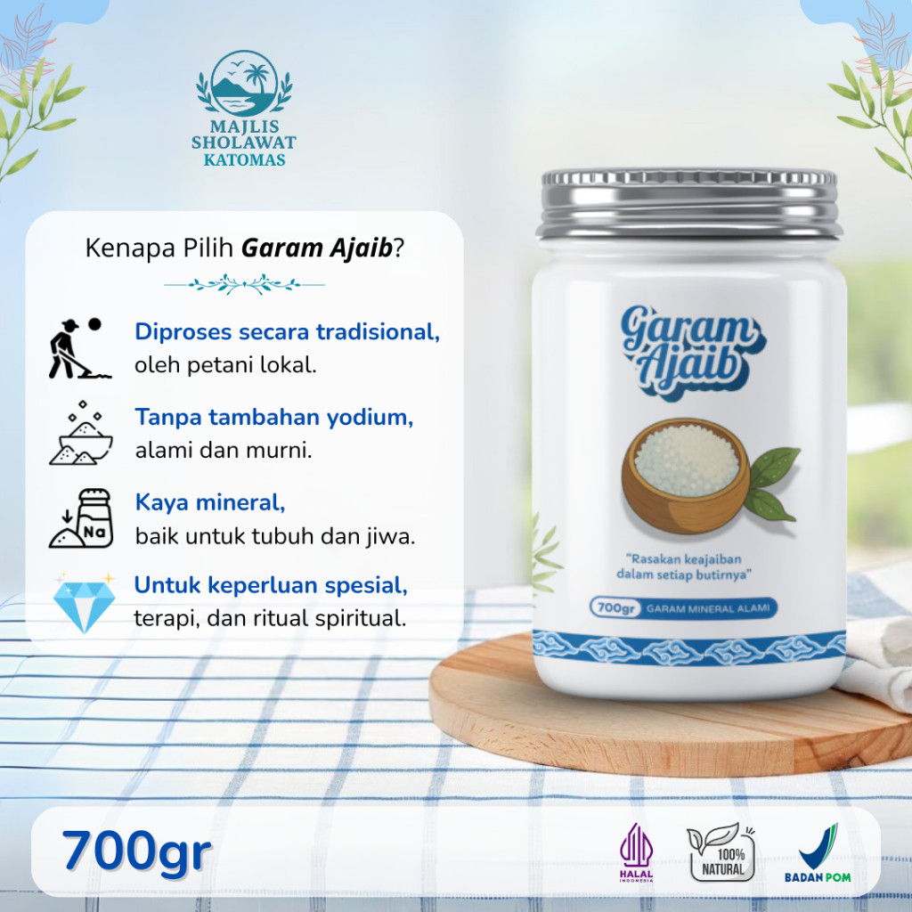 

Garam Ajaib Universal 700gr - untuk Kesehatan & Terapi Tubuh – Garam Ruqyah Alami Toples | Salt Herbal Penyembuhan & Relaksasi | Garam Ruqiyah Garam Ruqiah garam rukyah asin