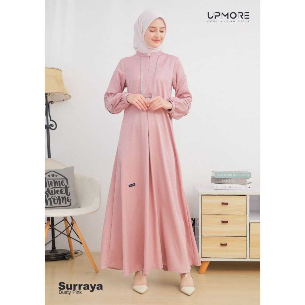 Upmore Gamis Surraya Dusty Pink | Gamis Remaja Premium Dusty Pink | Gamis Kuliah Kekinian | Gamis De