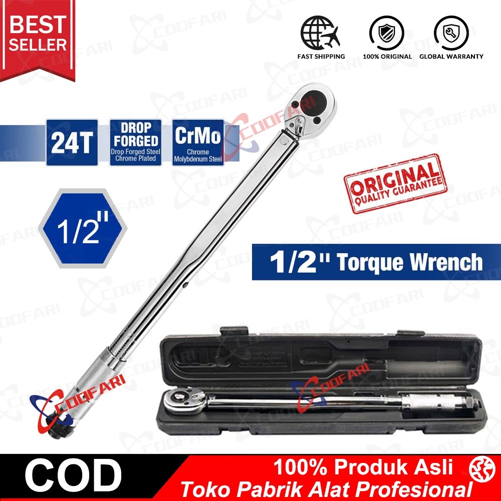 Kunci Momen Torsi / Torque Wrench Two-way Spanner Tools Bengkel Mobil Roda Mobil 1/2"