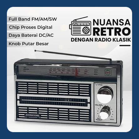 RADIO LISTRIK dan BATERAI JADUL INTERNATIONAL F-4250 DENGAN 3 BAND AM-FM / PORTABLE RADIO JADUL UNIK
