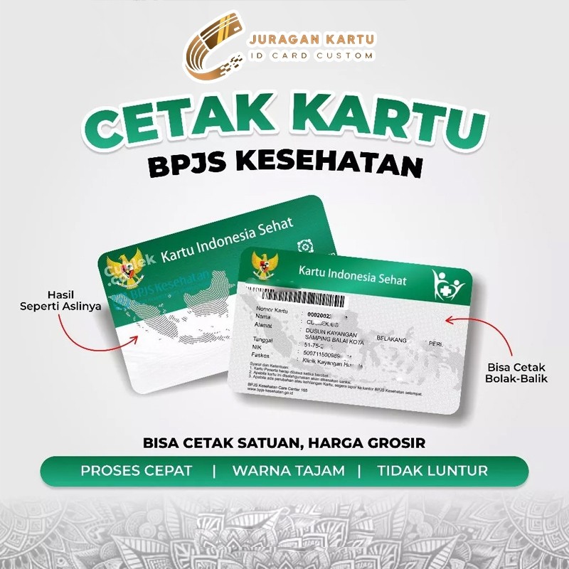 

Cetak ID Card Kartu Digital Fisik Kartu BPJS KIS Bisa Satuan Anti Luntur Bahan PVC Tebal 2 SISI Bisa COD Kak