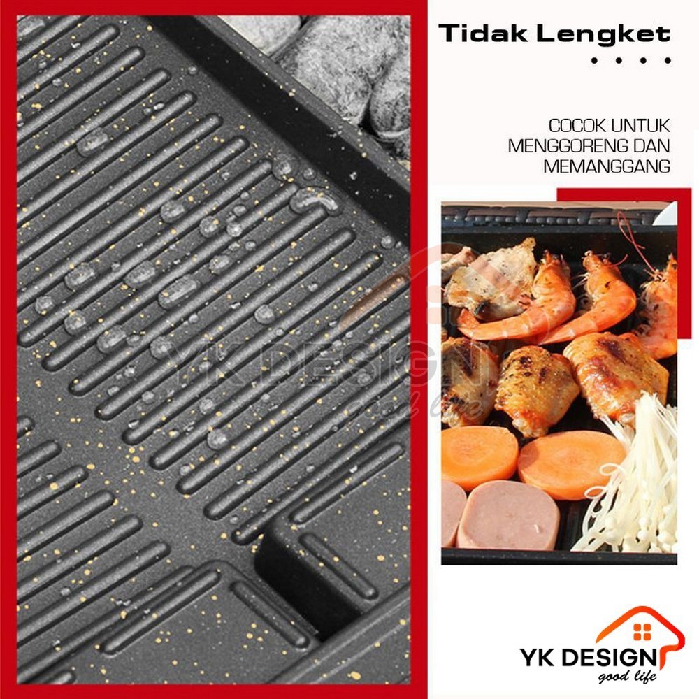 KAMEJING YK DESIGN Tempat Pemanggang Daging / Alat Panggang Daging / alat pemanggang BBQ Grill Pan Y