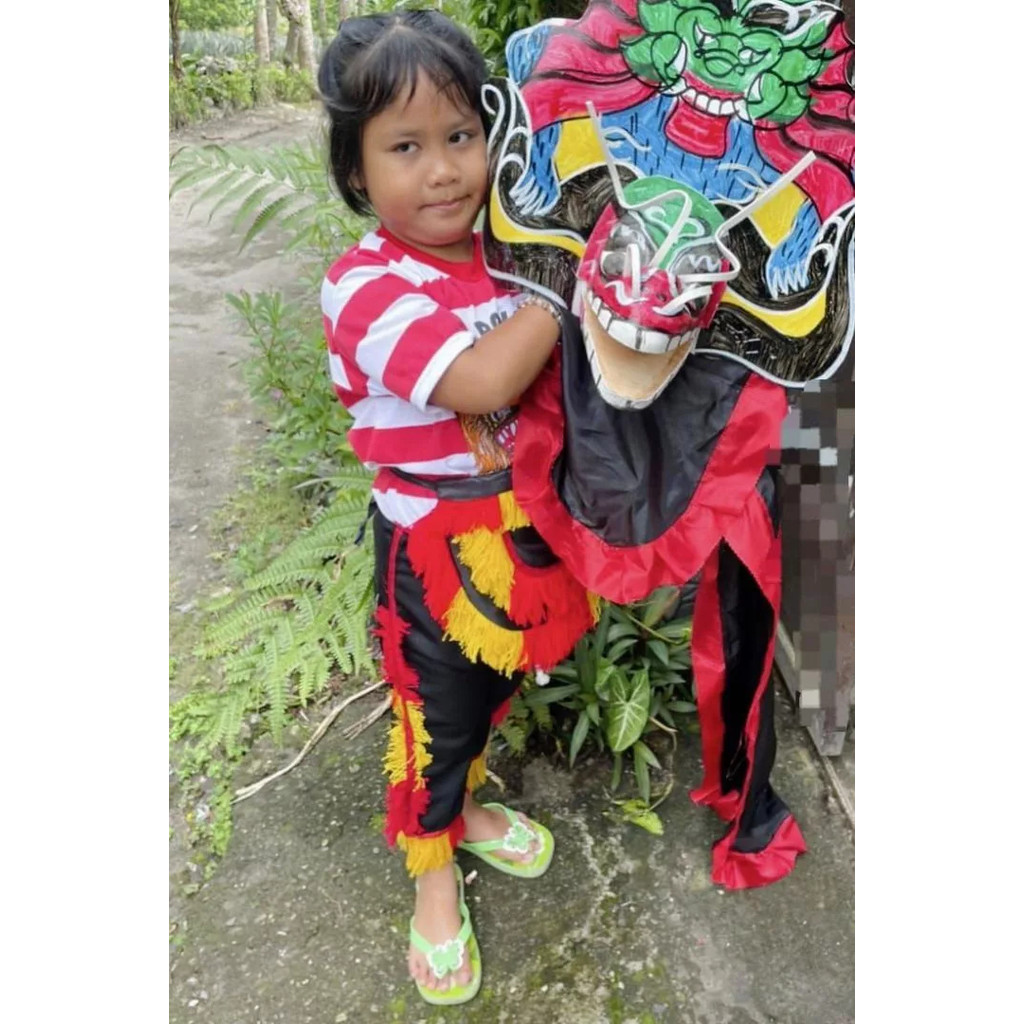 Stelan Kaos Celana Reog Ponorogo dan Mainan Anak Barongan Devil Caplokan Spon Free Embong Kemul