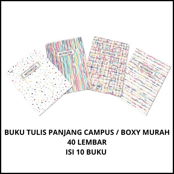 

1 Pack / 10 Pcs Buku Tulis Boxy Panjang Murah Isi 40 Lembar You by Kiky