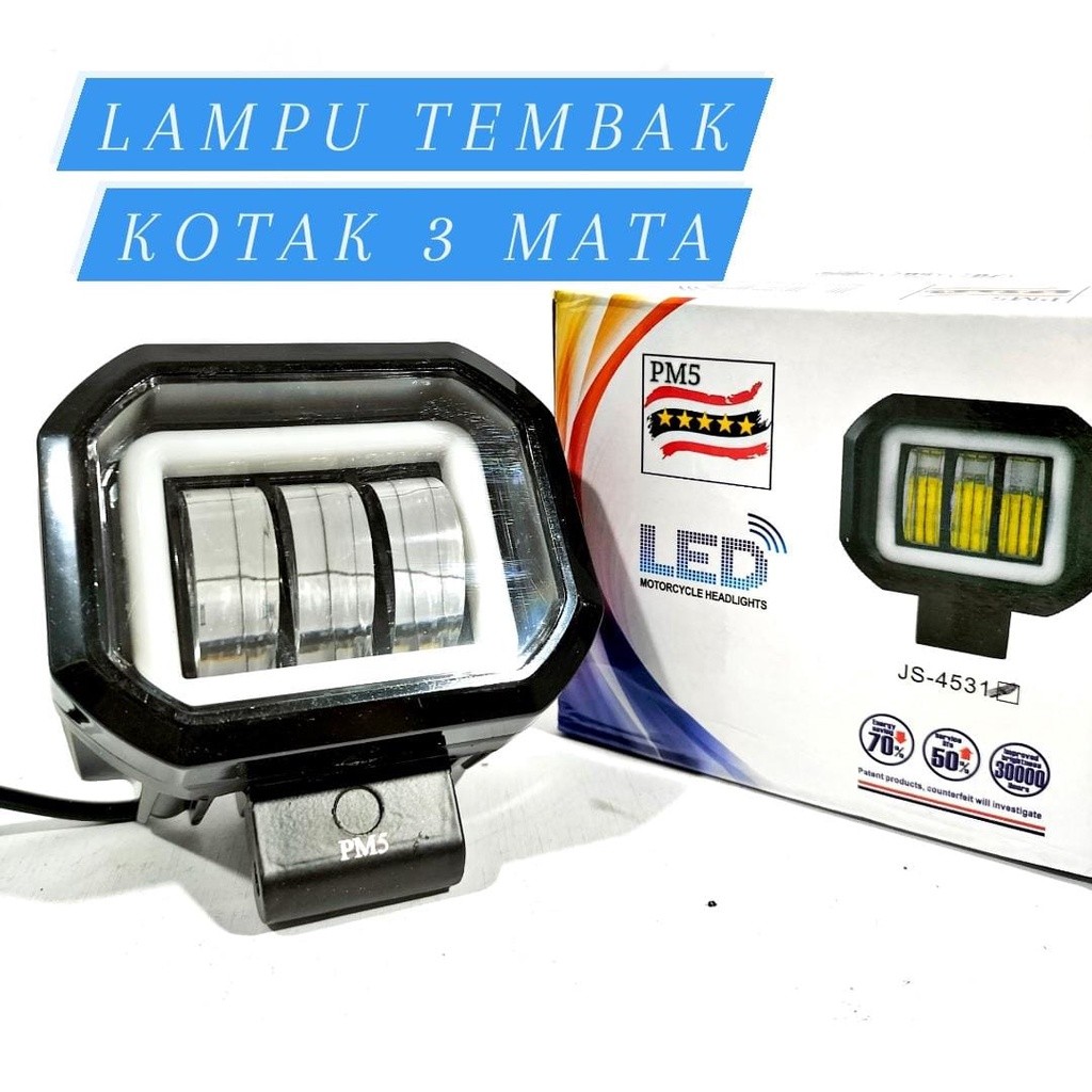 DKS_ LAMPU TEMBAK SOROT LED DAYMAKER 3 MATA LED ANGEL EYE MOBIL DAN MOTOR